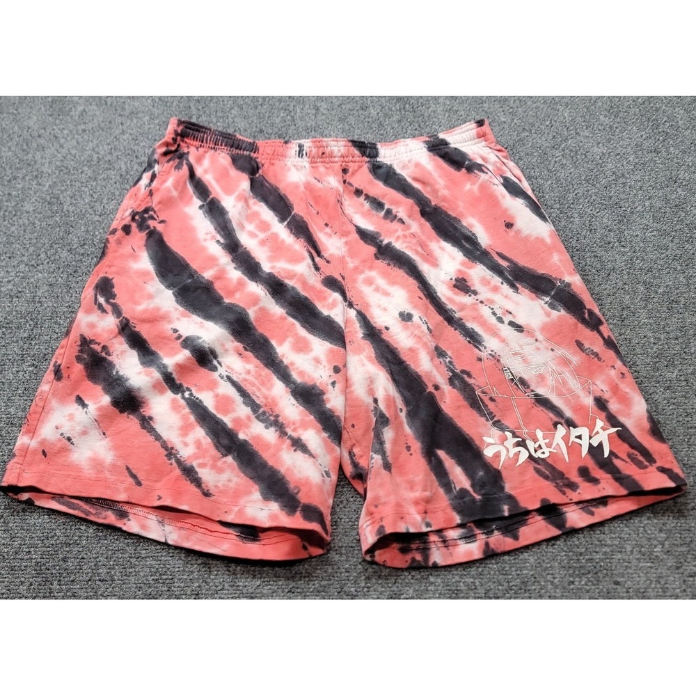 Hypland X Naruto Shippuden Skater Shorts‎ Adult Large Red Tie Dye Inseam 9" Y2K